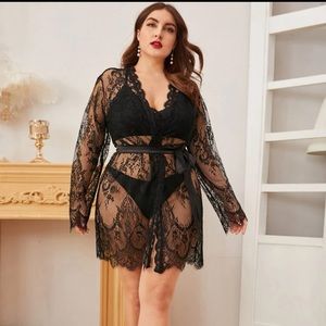 NEW black lace robe only